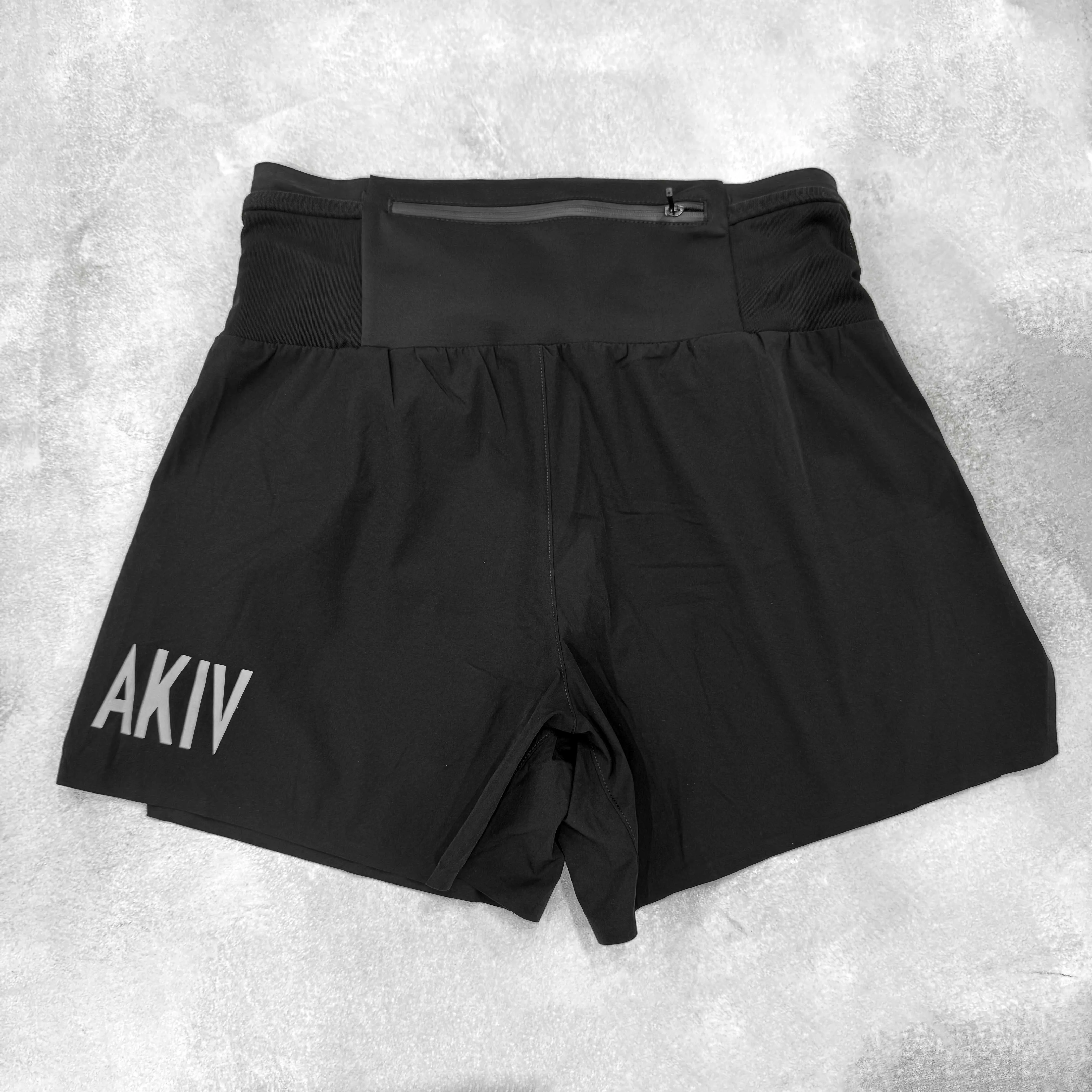 AKIV 2-in-1 Trail Running Shorts Silver Logo Women | Inner Tight | Black
