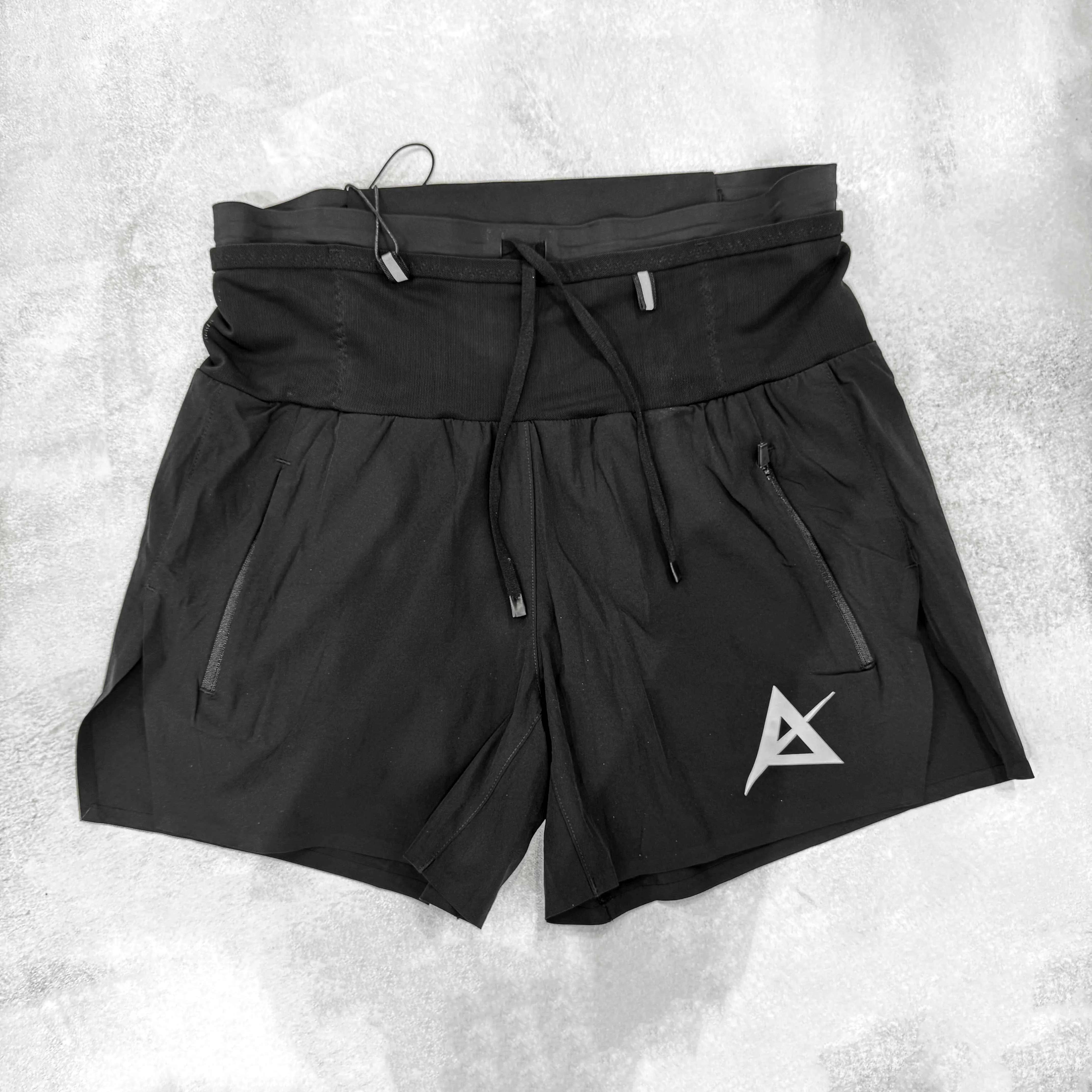 AKIV 2-in-1 Trail Running Shorts Silver Logo Women | Inner Tight | Black