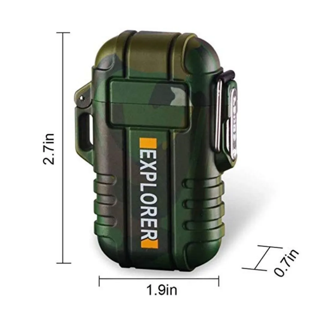 Army Camouflage Electric Lighter: Dual Arc Rechargeable for Outdoor Adventures