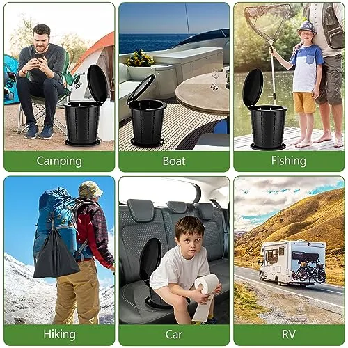 Aydiwops Camping Toilet, Portable Toilet for adults with Adjustable Height - Foldable Travel Toilet Perfect for Outdoor and Indoor Use, Emergency Situations, Traffic Jams, Cars, Tents, Boats (Black)