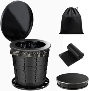 Aydiwops Camping Toilet, Portable Toilet for adults with Adjustable Height - Foldable Travel Toilet Perfect for Outdoor and Indoor Use, Emergency Situations, Traffic Jams, Cars, Tents, Boats (Black)