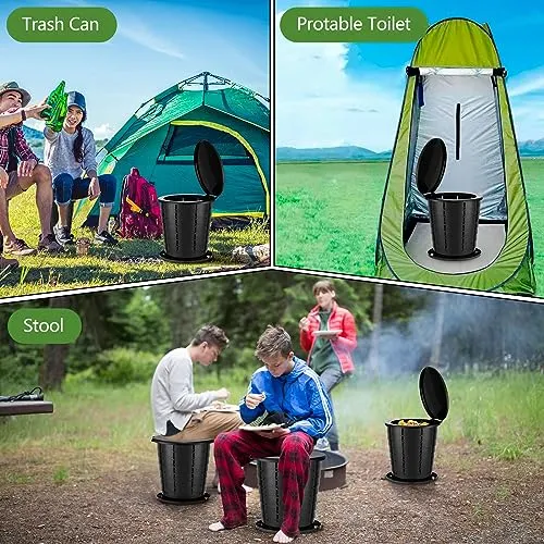Aydiwops Camping Toilet, Portable Toilet for adults with Adjustable Height - Foldable Travel Toilet Perfect for Outdoor and Indoor Use, Emergency Situations, Traffic Jams, Cars, Tents, Boats (Black)
