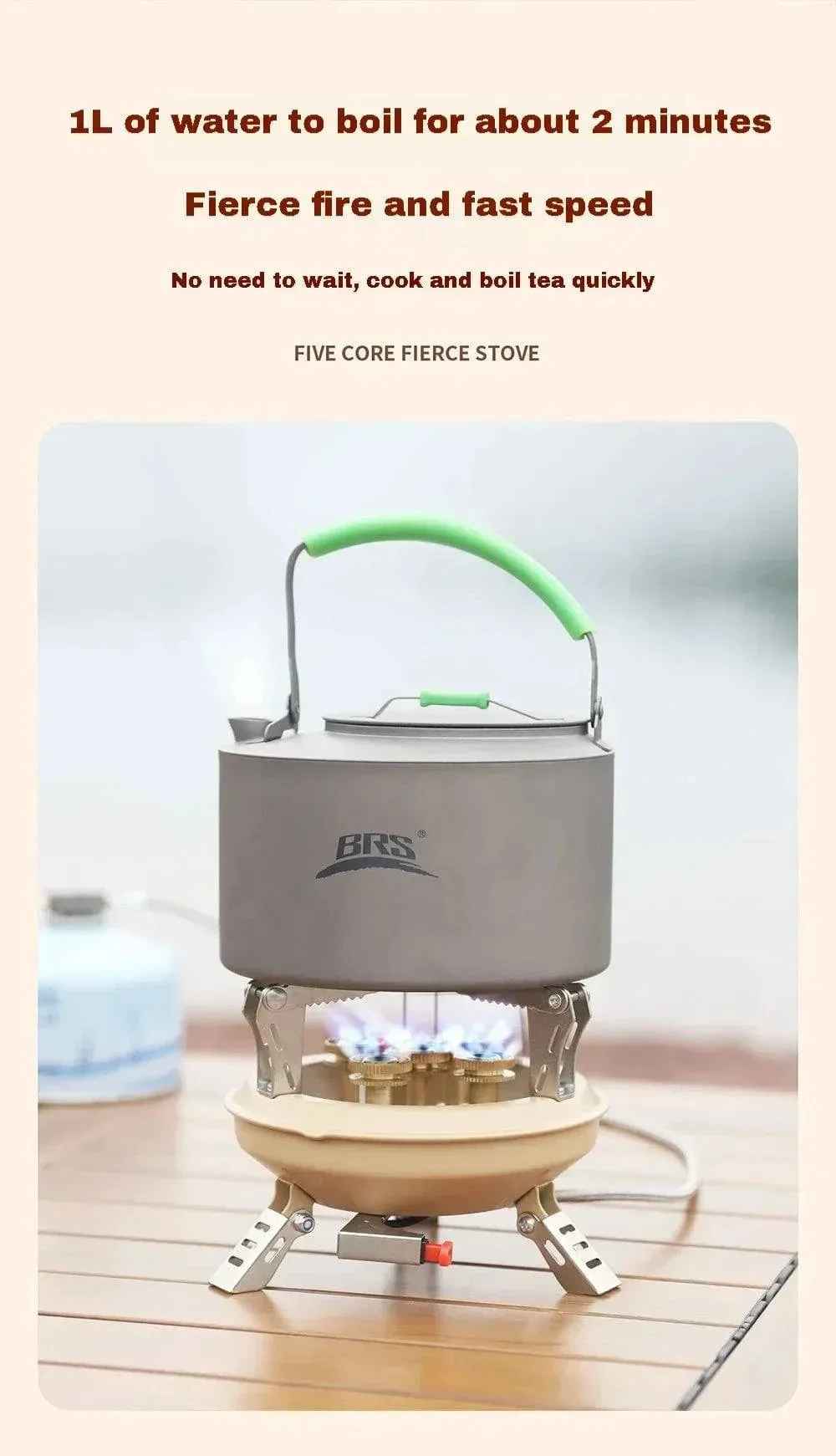 BRS-201A Camping Gas Stove Travel High Pressured Camping Burner Windshield Butane Gas Burner With Piezo Ignition Gas Stove