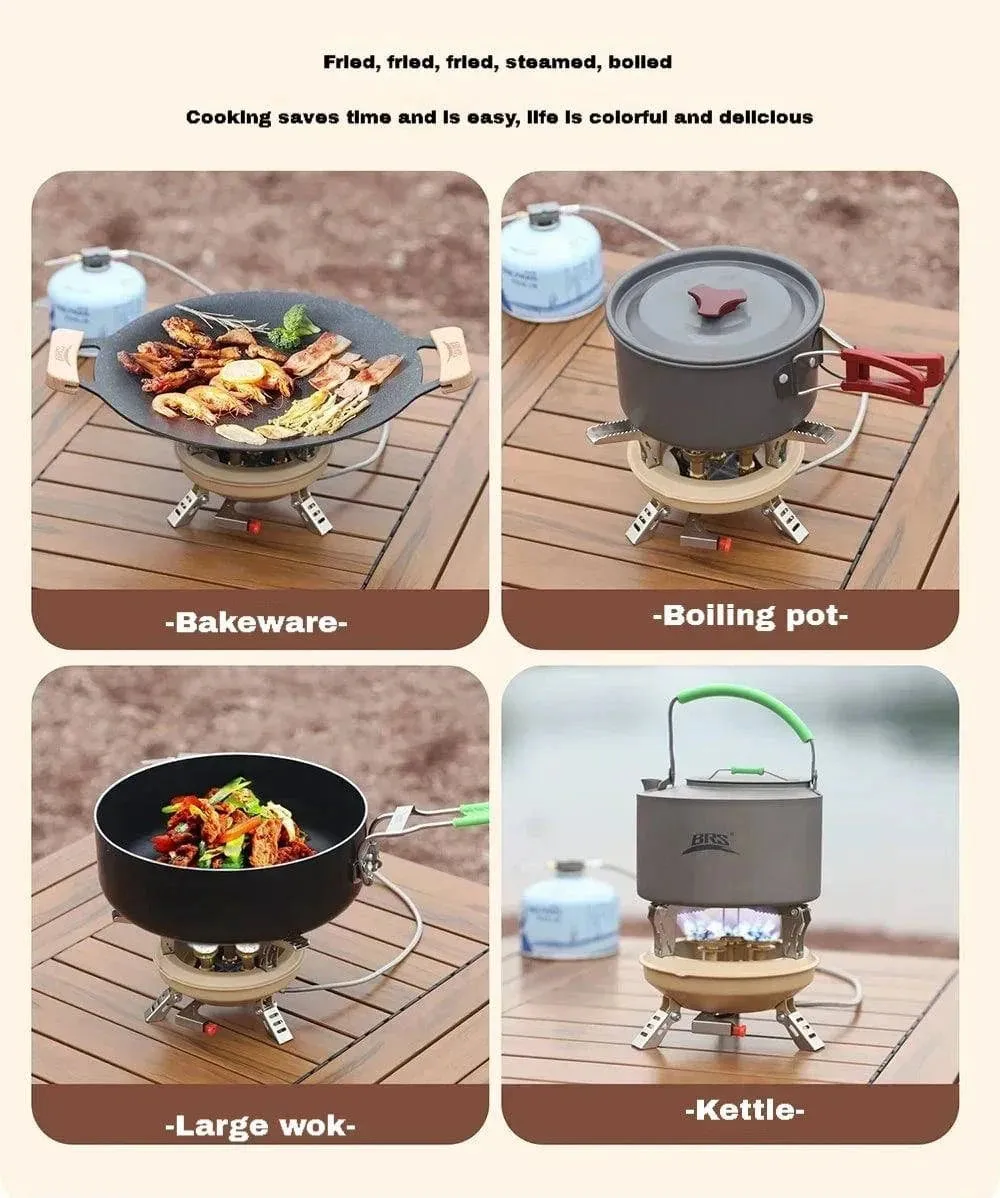 BRS-201A Camping Gas Stove Travel High Pressured Camping Burner Windshield Butane Gas Burner With Piezo Ignition Gas Stove