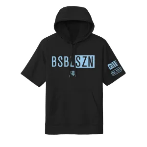 BSBL-SZN Youth Short Sleeve Hoodie V2 Black/Light Blue