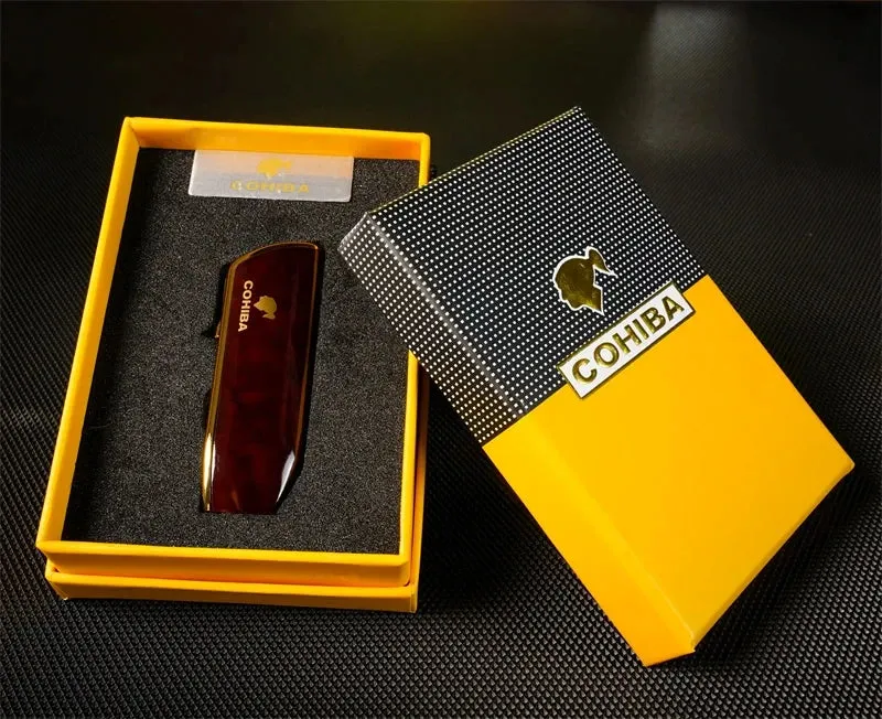 Cohiba Windproof Butane Torch w Punch Cigar Cutter