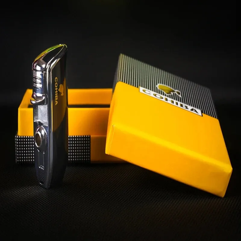 Cohiba Windproof Butane Torch w Punch Cigar Cutter