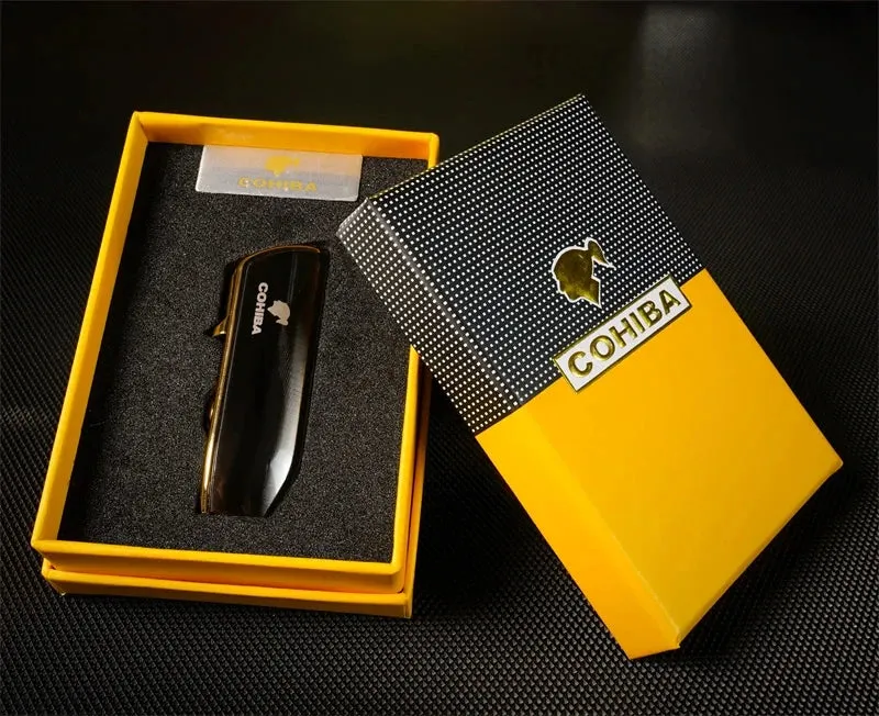 Cohiba Windproof Butane Torch w Punch Cigar Cutter