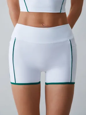 Contrast Line Pockets Shorts 5”