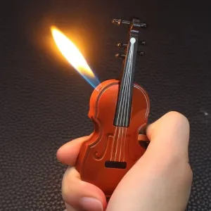 Creative Violin Lighter - Butane Gas Refillable | Reusable Windproof Trench Lighter