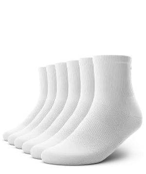 Flagship Quarter Socks White 6-Pack