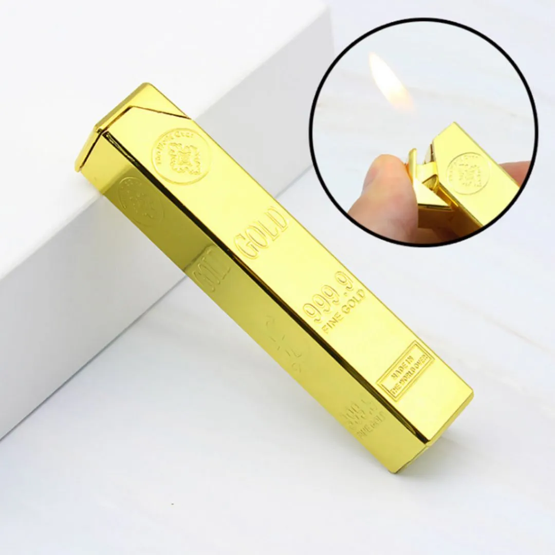 Gold Bar Butane Lighter | Refillable Jet Flame Windproof Lighter for Stylish Gifting