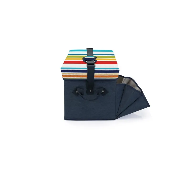 Ottoman Portable Cooler, Navy with Fun Stripe Print