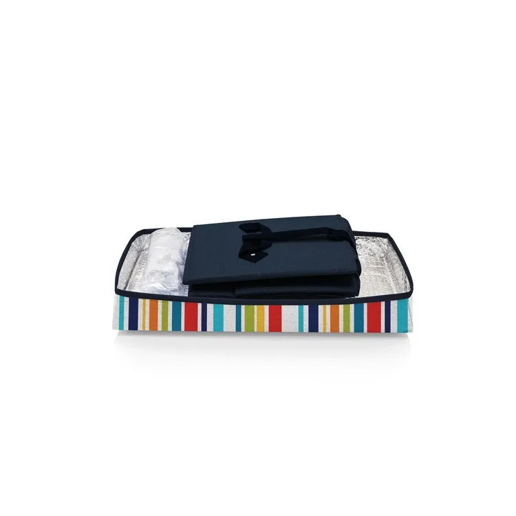 Ottoman Portable Cooler, Navy with Fun Stripe Print