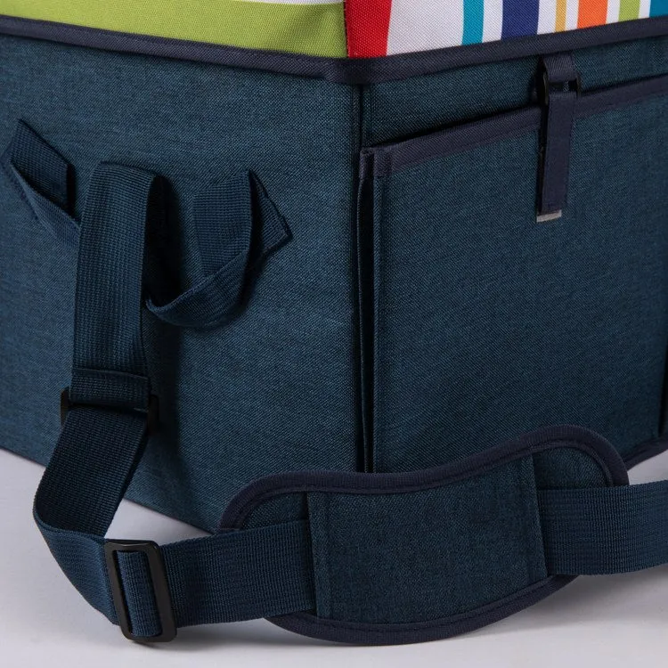 Ottoman Portable Cooler, Navy with Fun Stripe Print