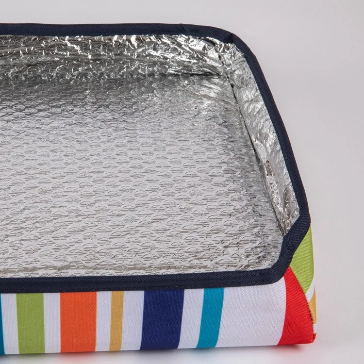 Ottoman Portable Cooler, Navy with Fun Stripe Print