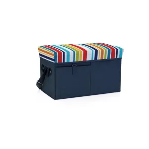 Ottoman Portable Cooler, Navy with Fun Stripe Print