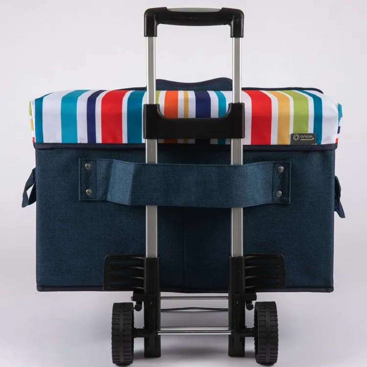 Ottoman Portable Cooler, Navy with Fun Stripe Print