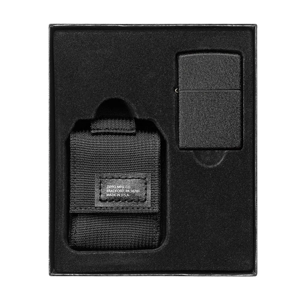 Tactical Pouch and Black Crackle<sup>®</sup> Windproof Lighter Gift Set