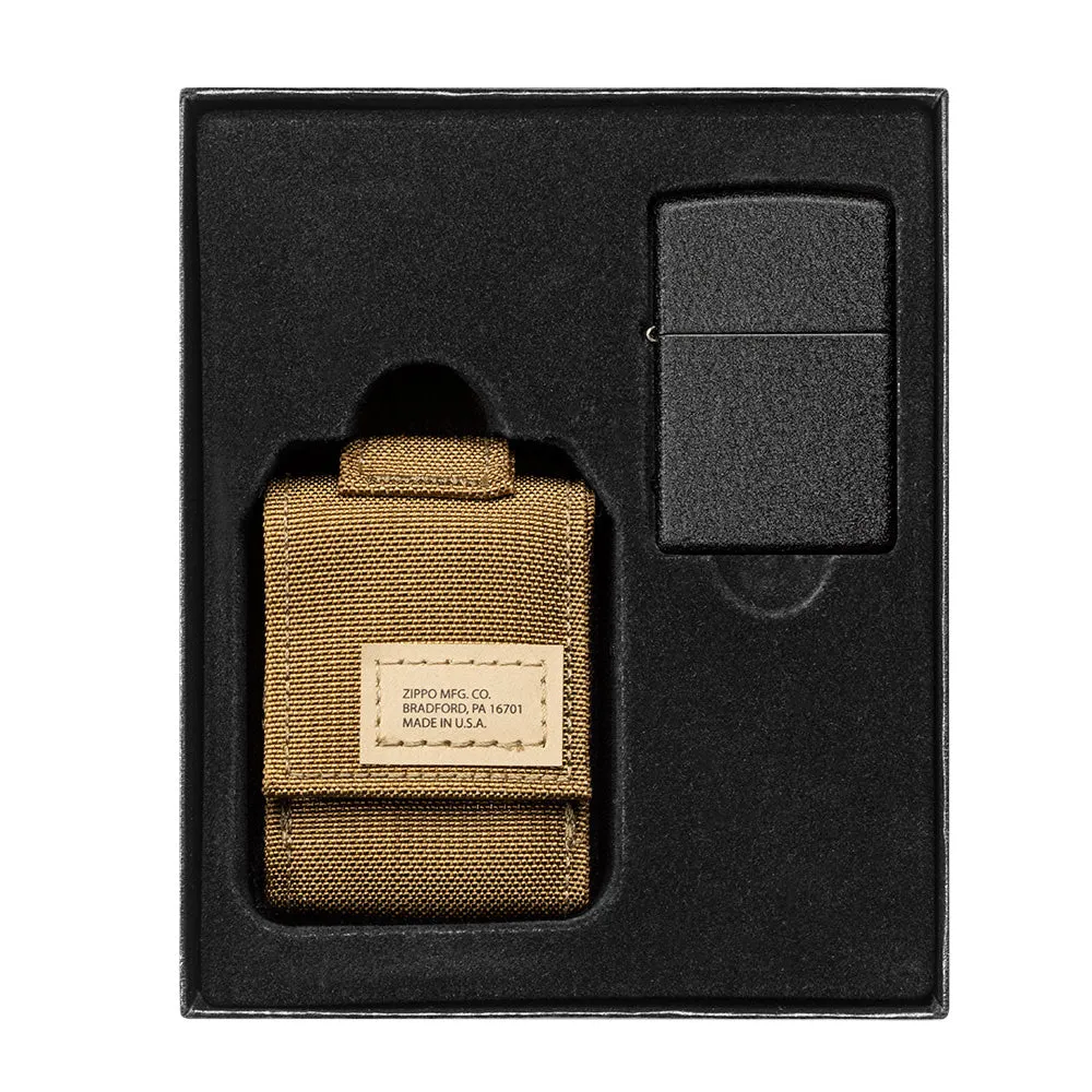 Tactical Pouch and Black Crackle<sup>®</sup> Windproof Lighter Gift Set