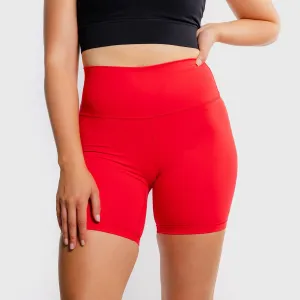 TWL - WOMEN'S HIGH WAISTED EXTRA LONG BALANCE SHORTS - CRIMSON