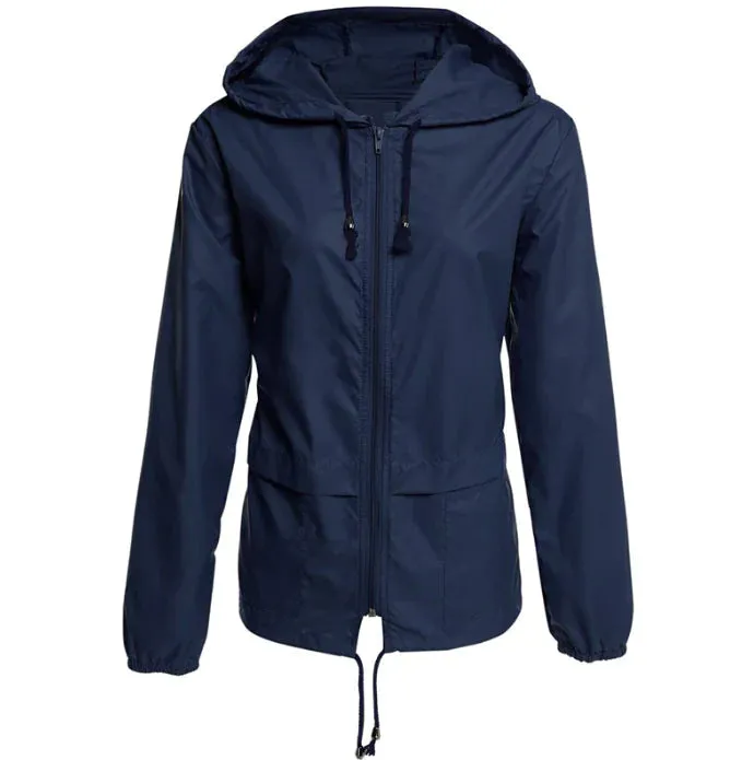 Women's Stylish Waterproof Raincoat Jacket with Hood and Zipper | Perfect for Outdoor Activities