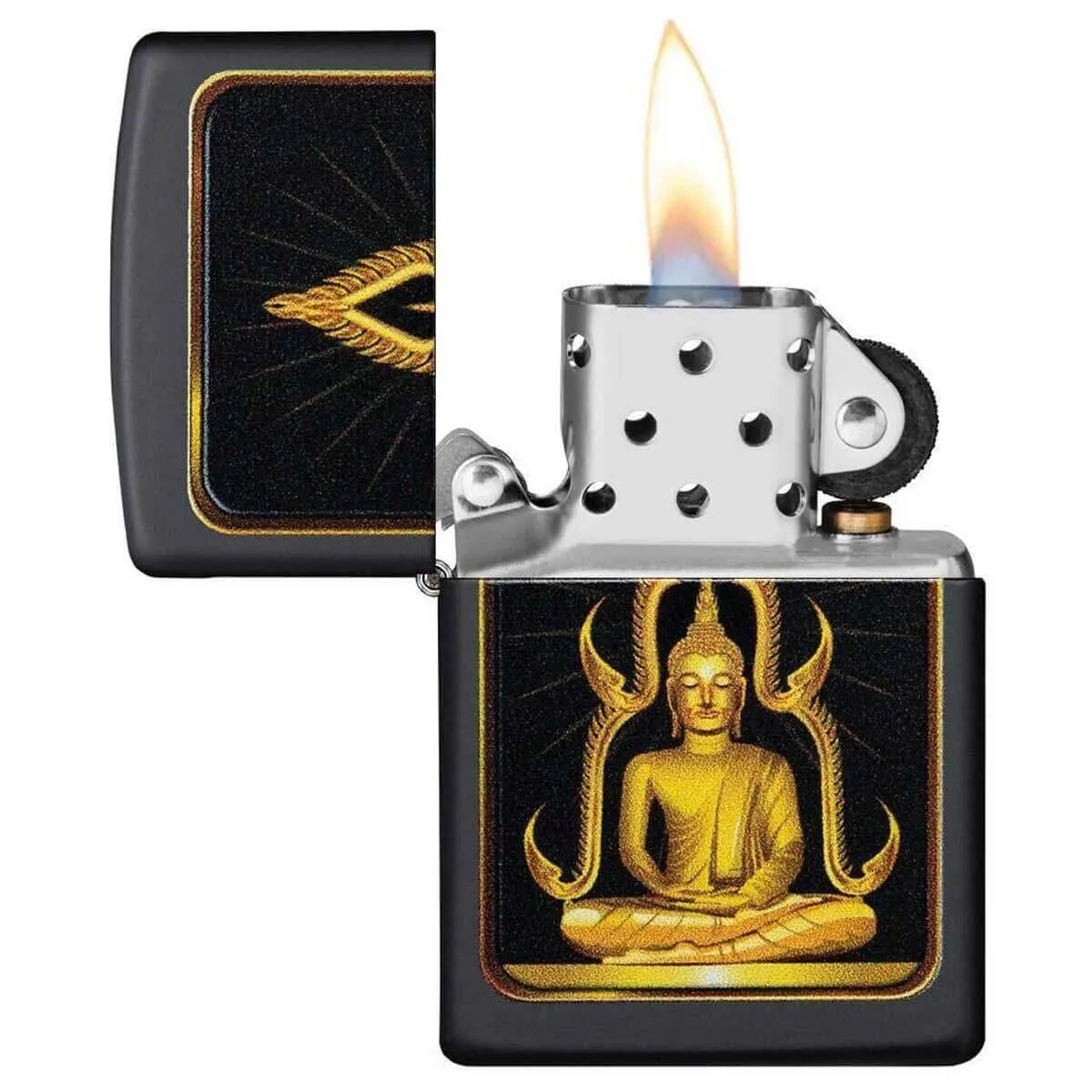 Zippo Windproof Lighter - Black Matte Buddha Refillable | 29836