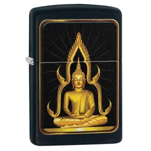 Zippo Windproof Lighter - Black Matte Buddha Refillable | 29836