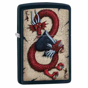 Zippo Windproof Lighter - Dragon Ace Design Black Matte Metal | 29840